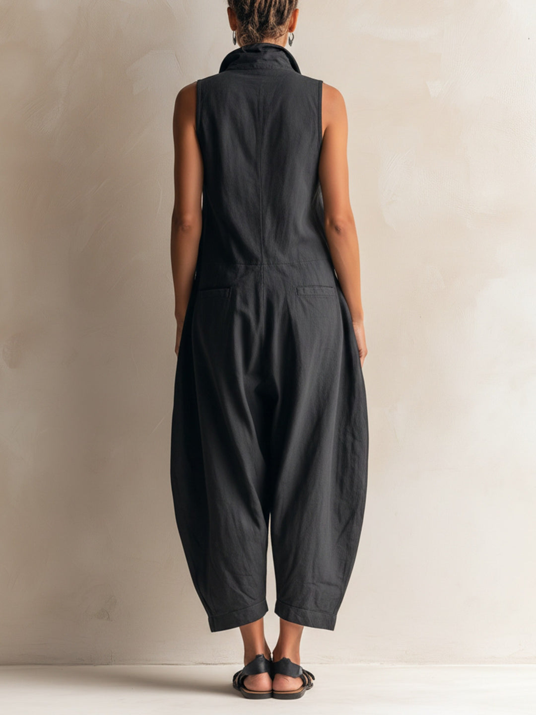 Sleeveless Utility Jumpsuit for Women — Daphne, Black