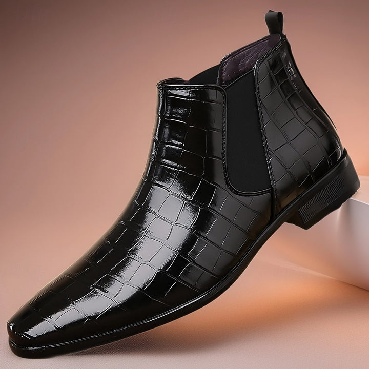 Croc Print Chelsea Boots for Men — Duncan, Black
