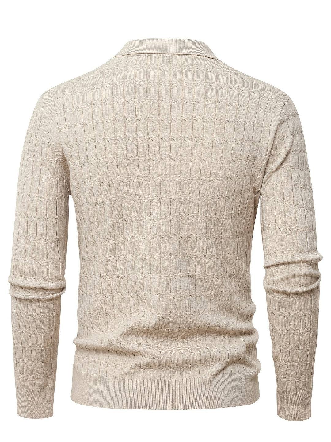 Dylan – Cable Knit Jumper for Men with Open Collar and Ribbed Hem
