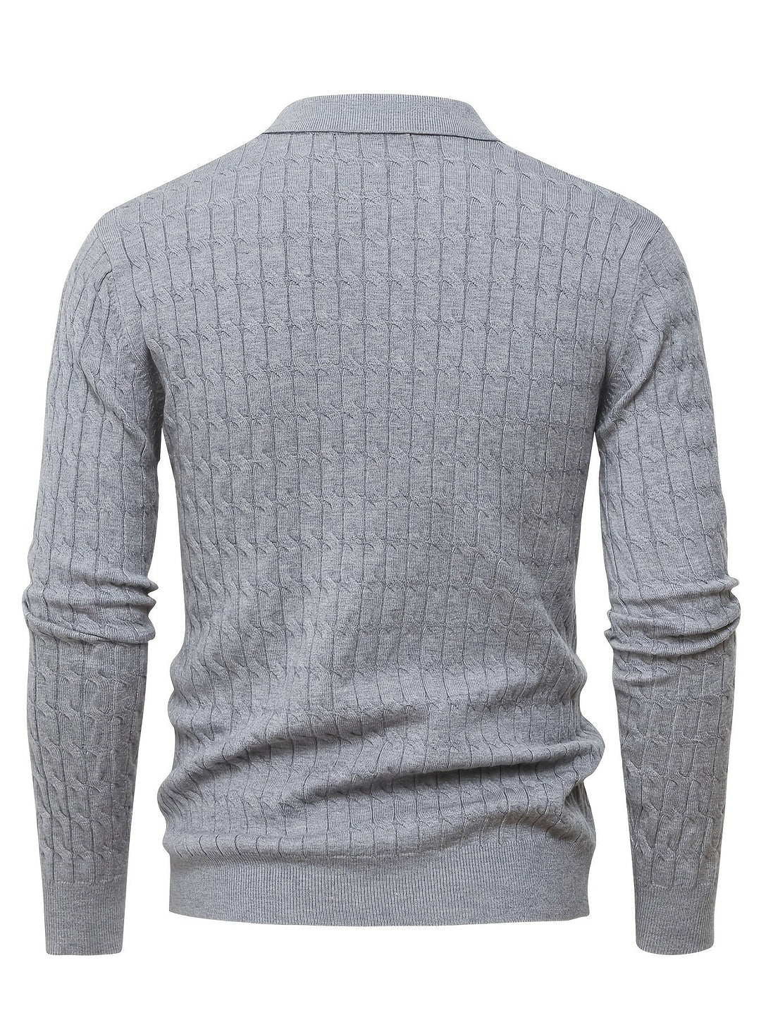 Dylan – Cable Knit Jumper for Men with Open Collar and Ribbed Hem