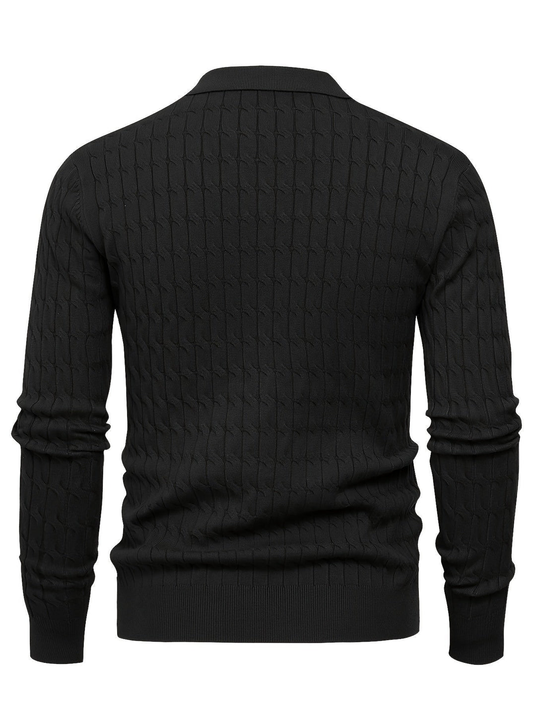 Dylan – Cable Knit Jumper for Men with Open Collar and Ribbed Hem