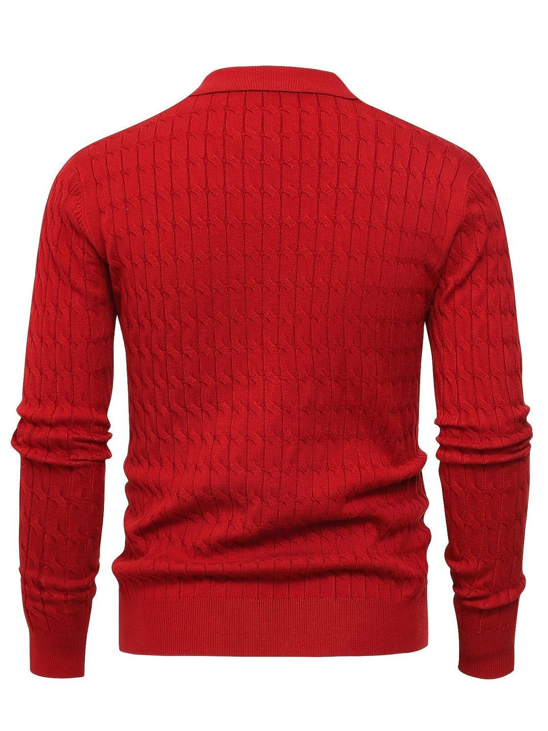 Dylan – Cable Knit Jumper for Men with Open Collar and Ribbed Hem