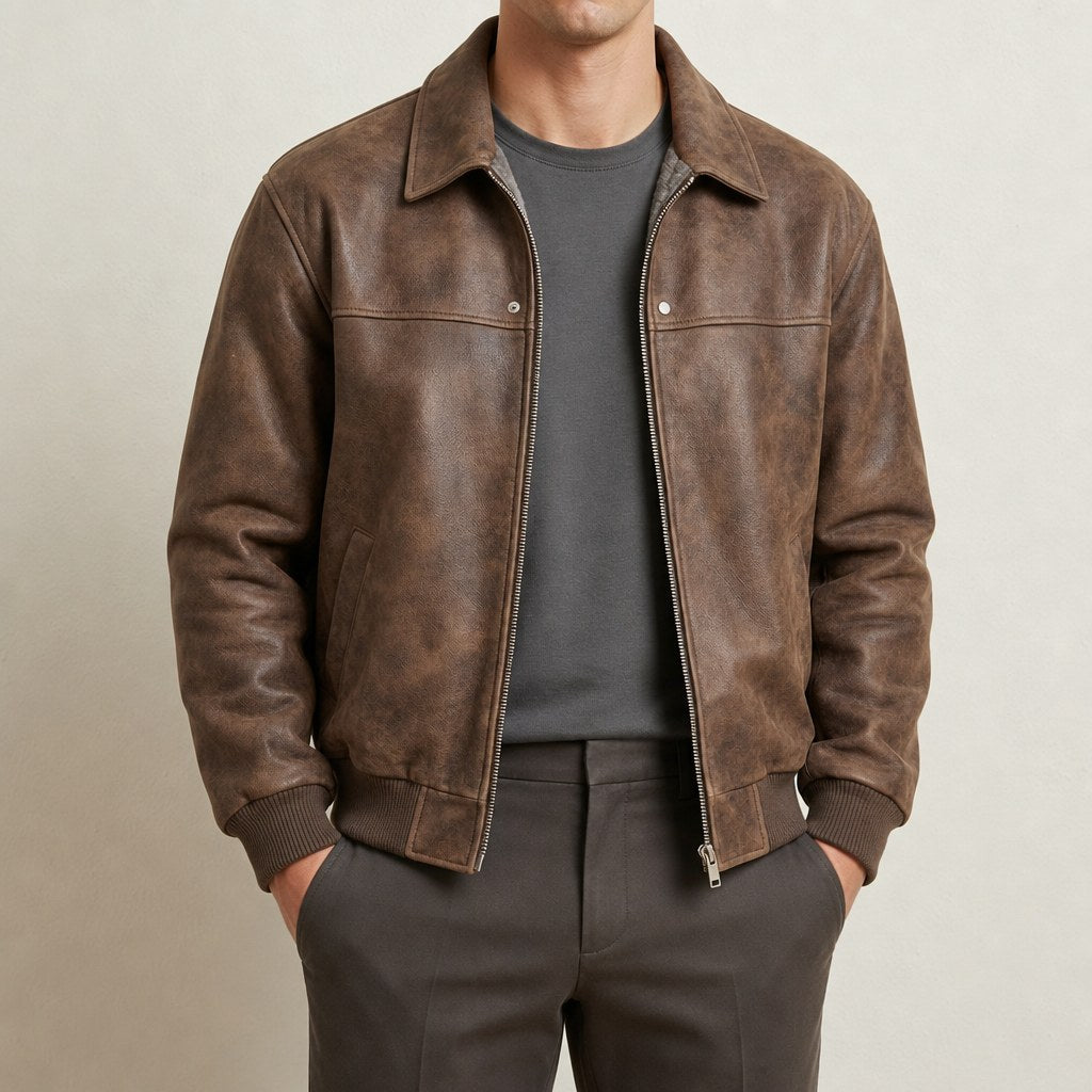 Edwin — Vintage Leather Bomber Jacket, Moraine Fashion