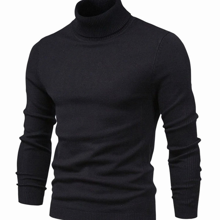 Emrys – Slim Fit Roll Neck Jumper for Men with Ribbed Hem