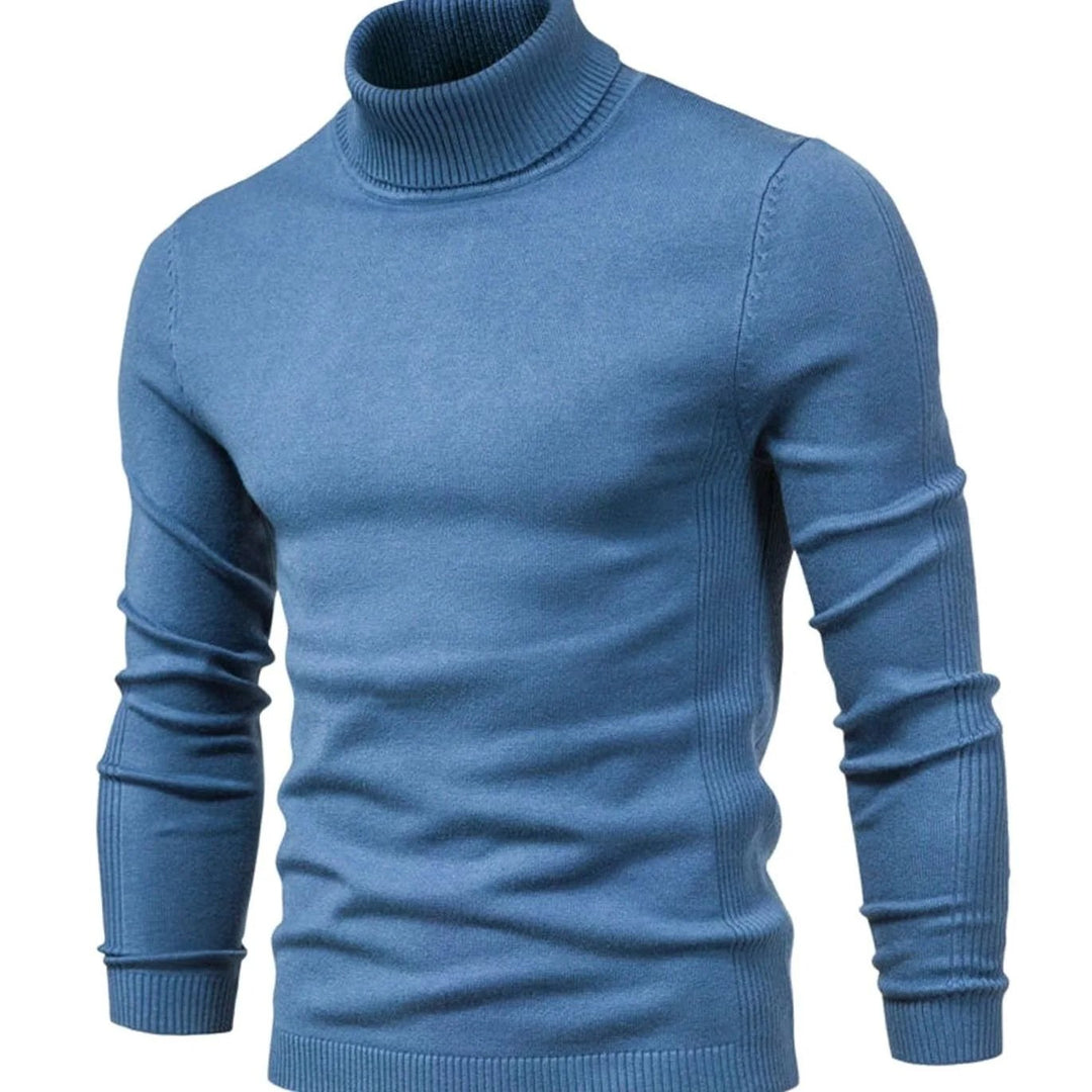 Emrys – Slim Fit Roll Neck Jumper for Men with Ribbed Hem