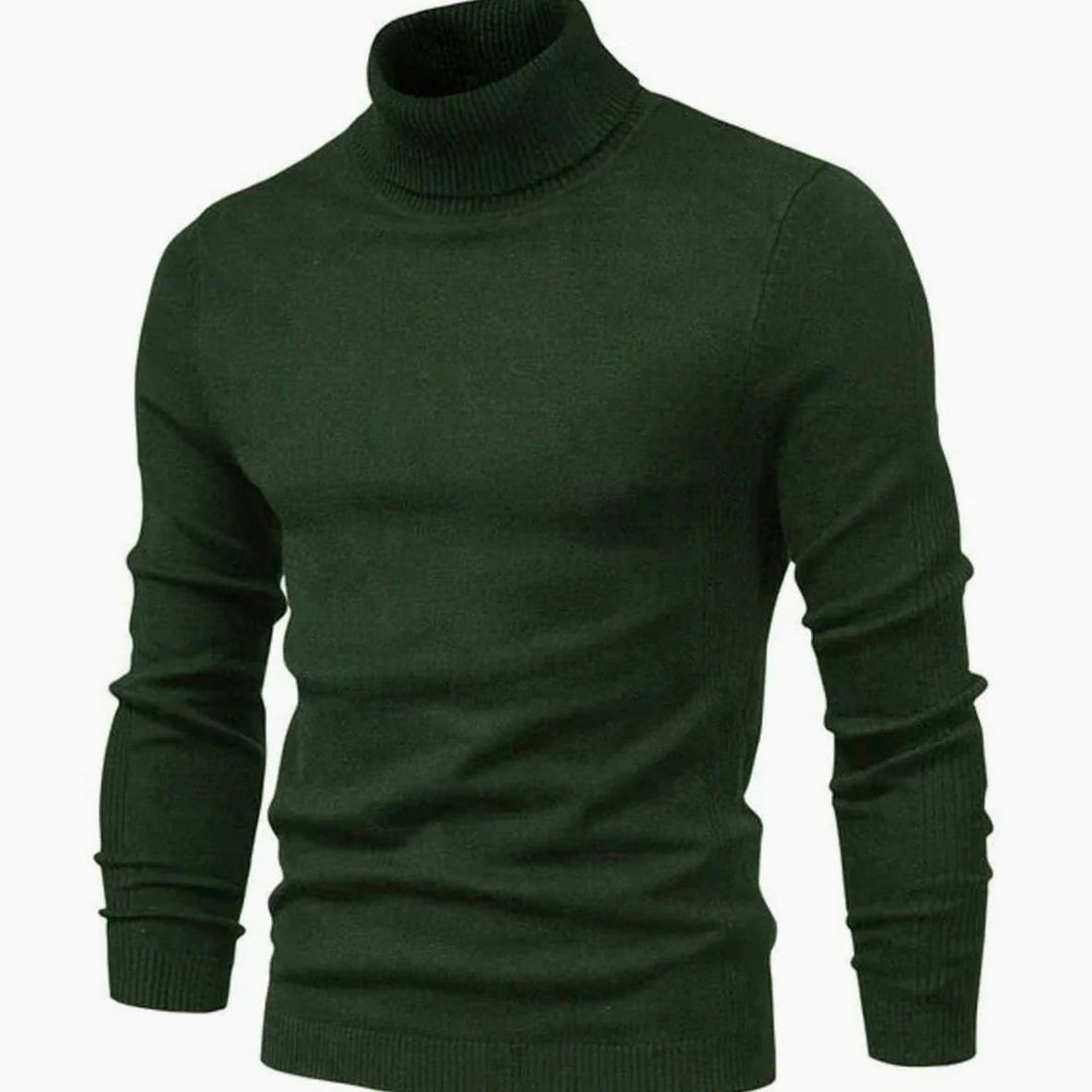 Emrys – Slim Fit Roll Neck Jumper for Men with Ribbed Hem
