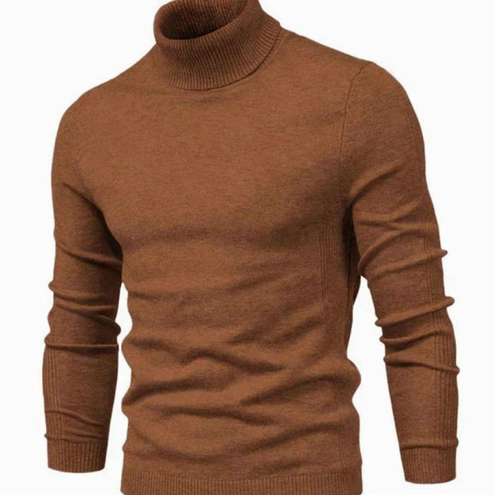 Emrys – Slim Fit Roll Neck Jumper for Men with Ribbed Hem