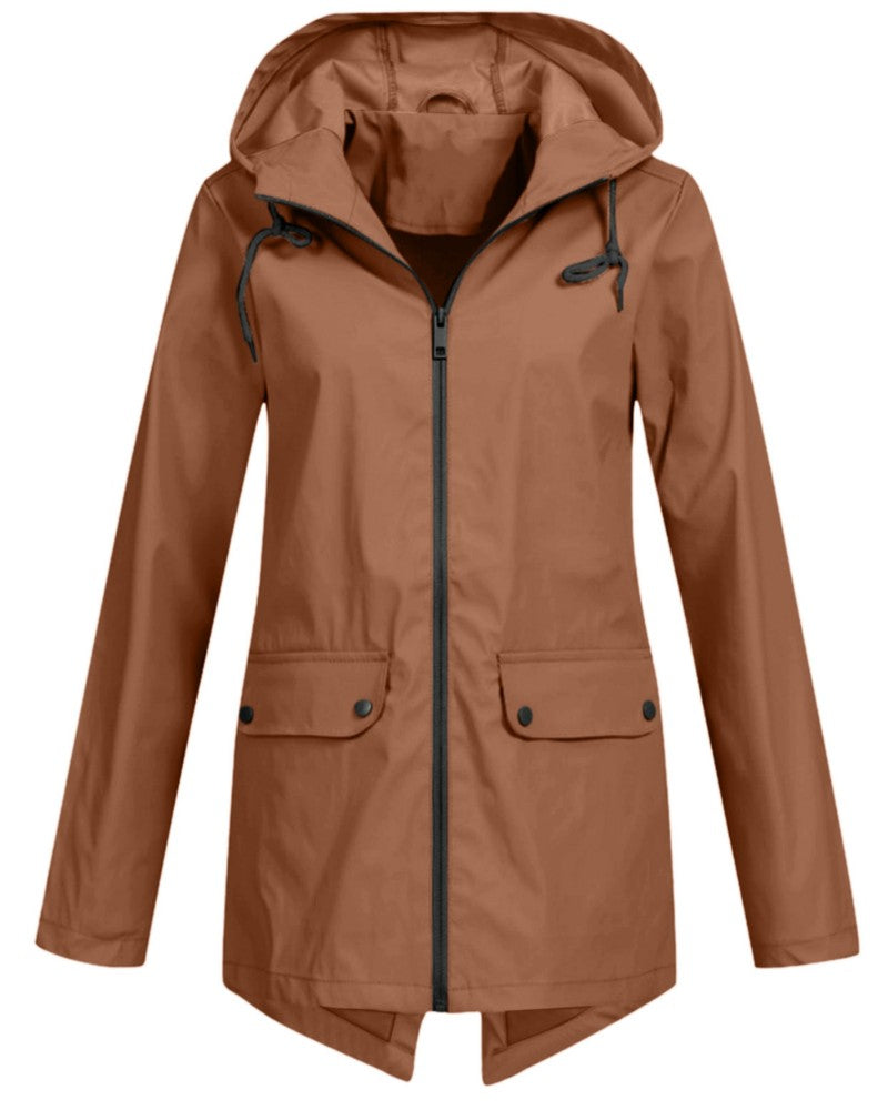 Longline Hooded Rain Jacket for Women — Ceinlys, image 1
