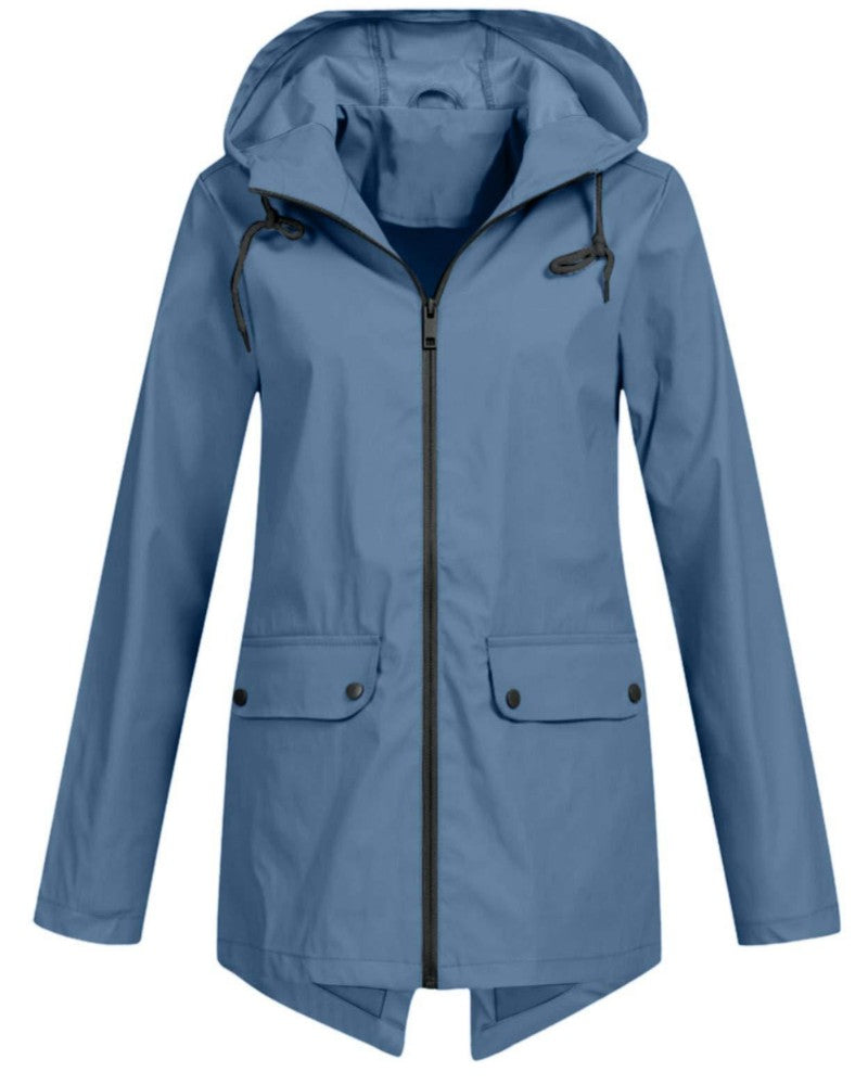 Longline Hooded Rain Jacket for Women — Ceinlys, image 3