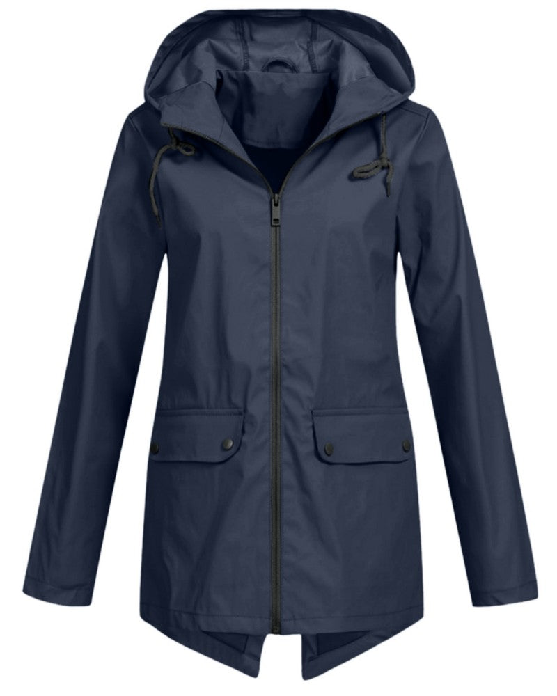 Longline Hooded Rain Jacket for Women — Ceinlys, image 4
