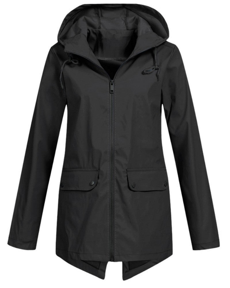 Longline Hooded Rain Jacket for Women — Ceinlys, image 8