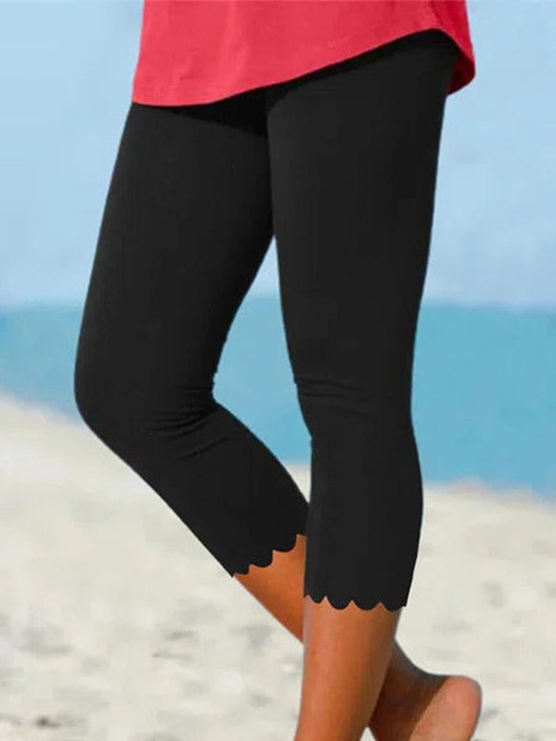 Estelline — High Waisted Scallop Hem Leggings (2), Moraine Fashion