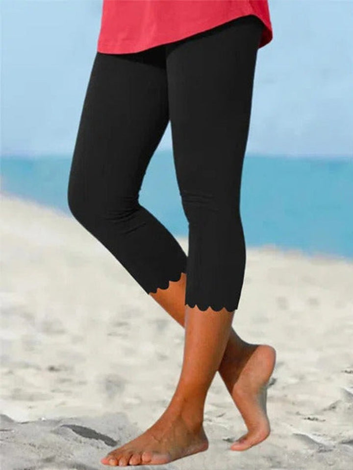 Estelline — High Waisted Scallop Hem Leggings (3), Moraine Fashion