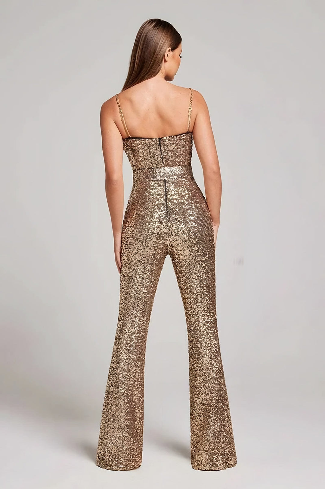 Sequin Wide Leg Jumpsuit for Women — Florence, Gold
