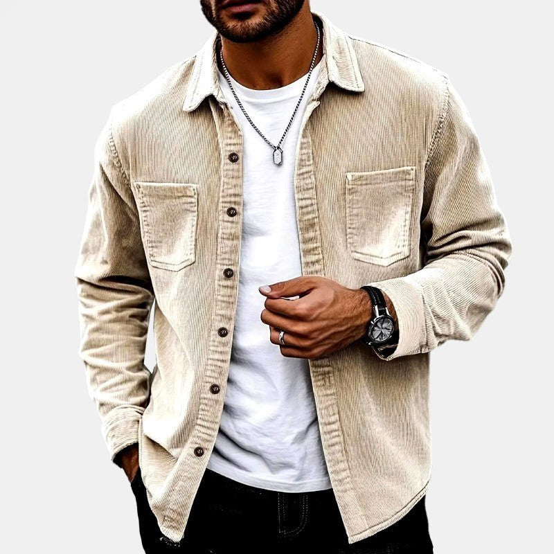 Fraser — Fleece Lined Corduroy Shirt Jacket, Moraine Fashion