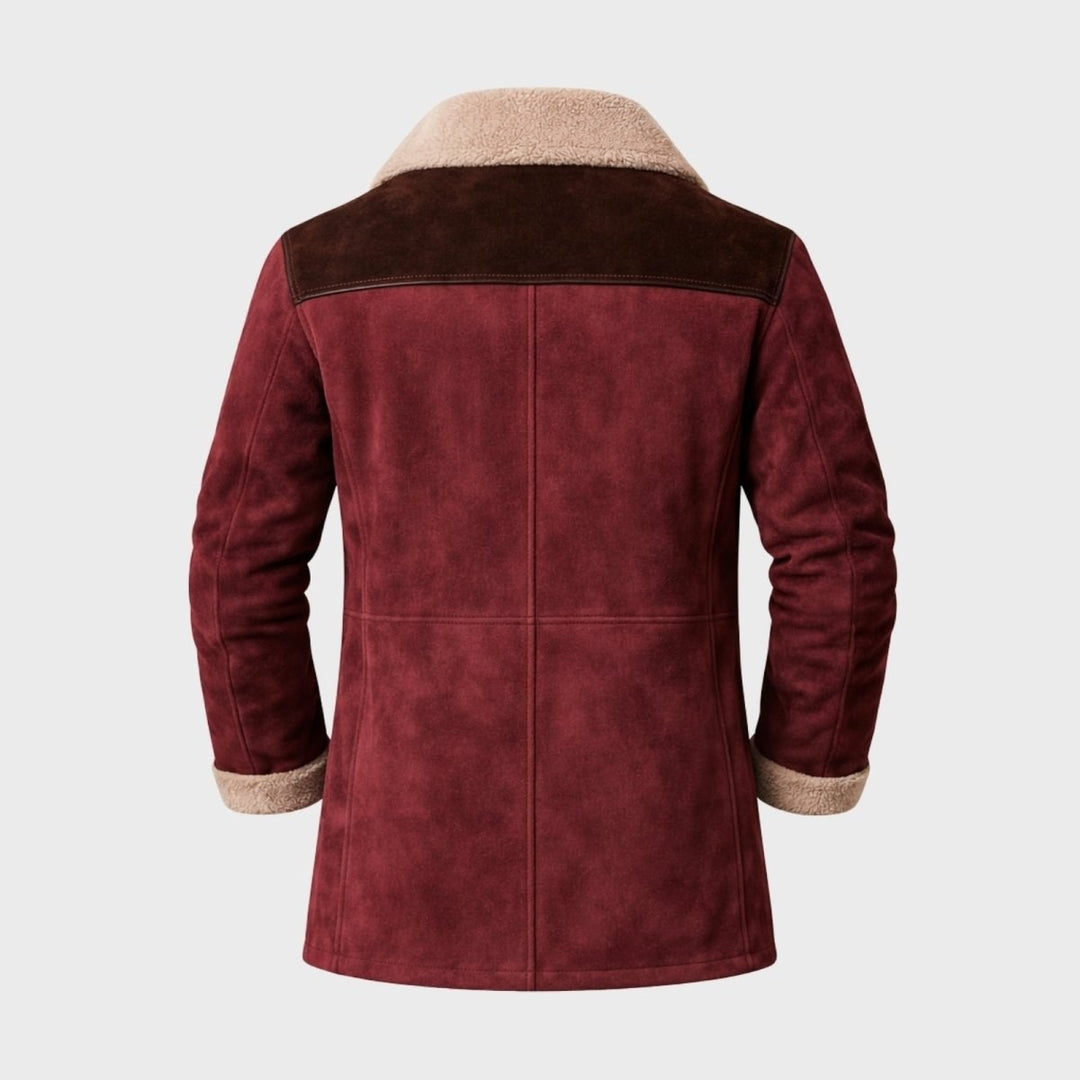 Suede Look Shearling Winter Coat — Frederick, Grey