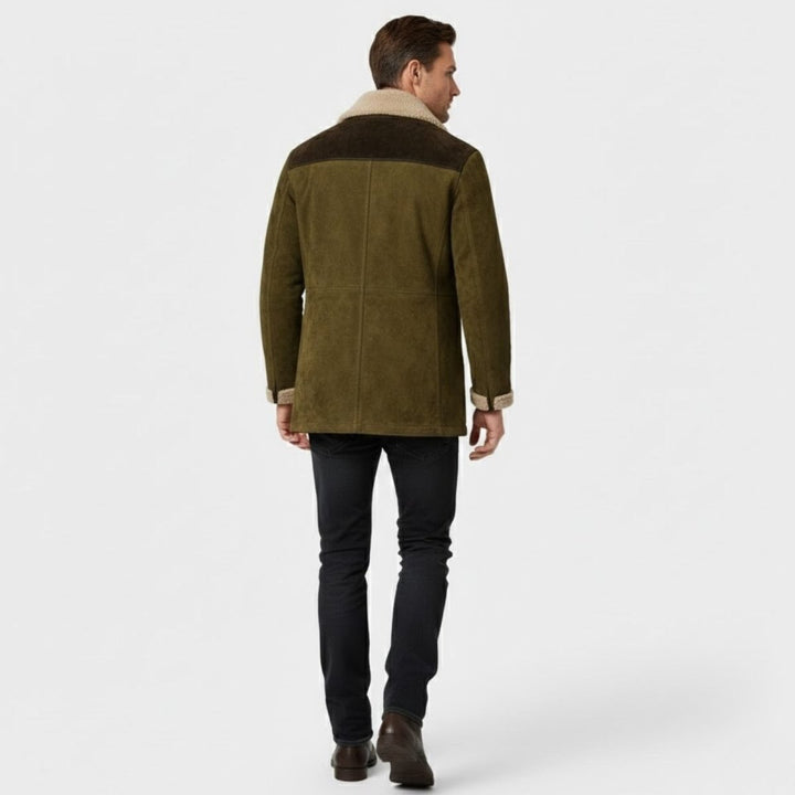 Suede Look Shearling Winter Coat — Frederick, Grey