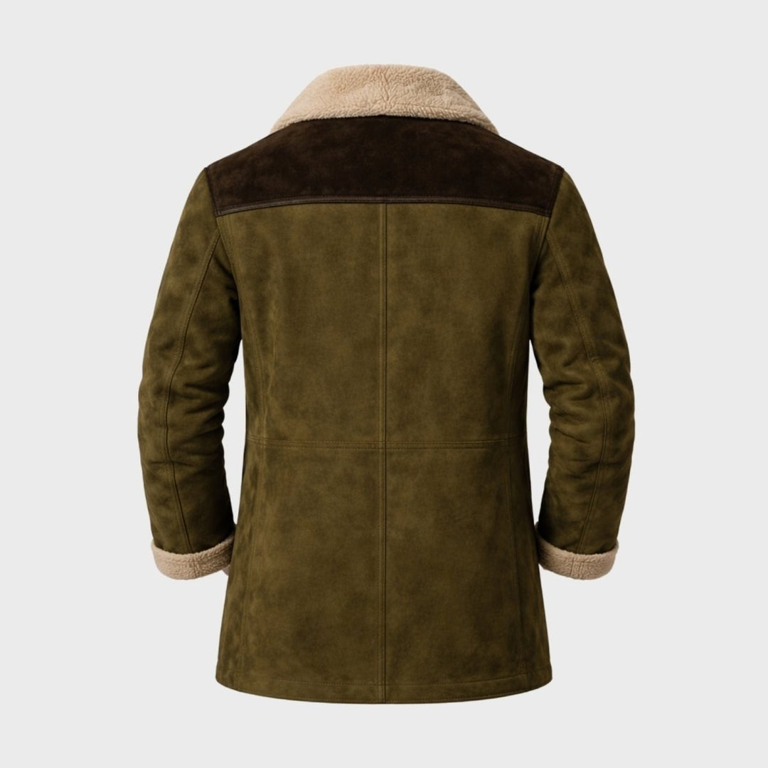 Suede Look Shearling Winter Coat — Frederick, Grey