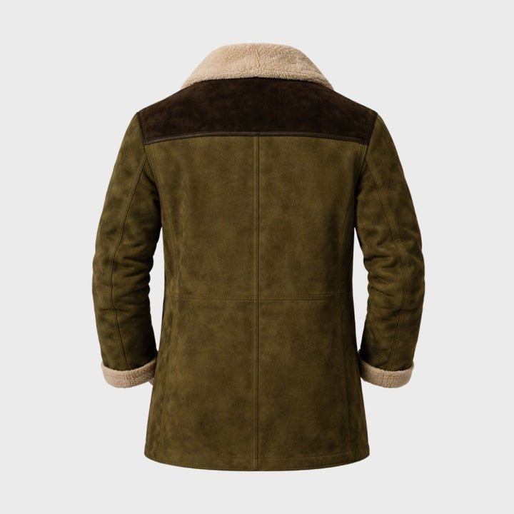Suede Look Shearling Winter Coat — Frederick, Grey