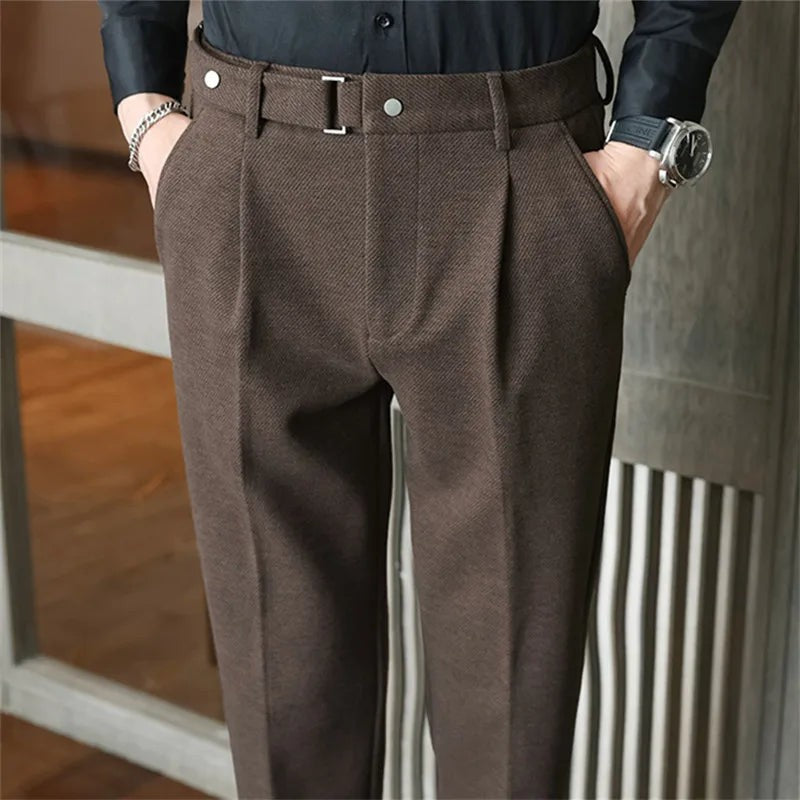 Herringbone Wool Trousers for Men — Bertie, image 2