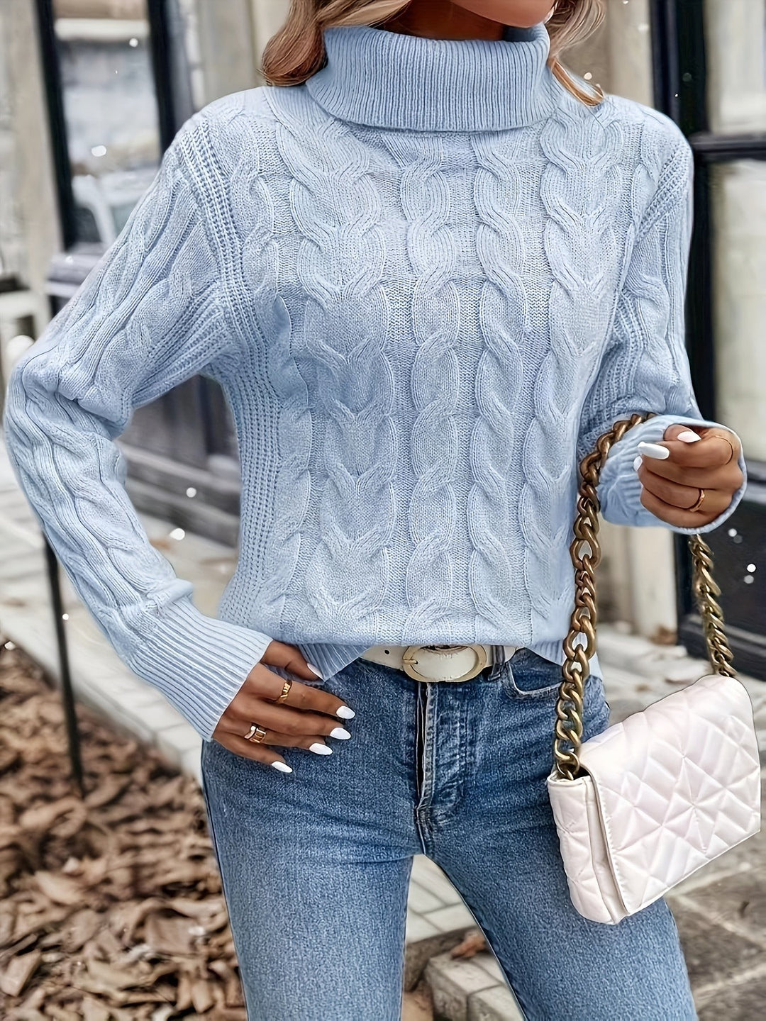 Glenys Chunky Cable Roll Neck Jumper for Women