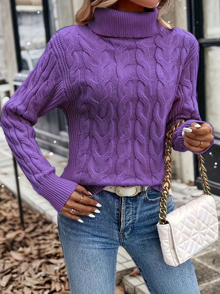 Glenys Chunky Cable Roll Neck Jumper for Women