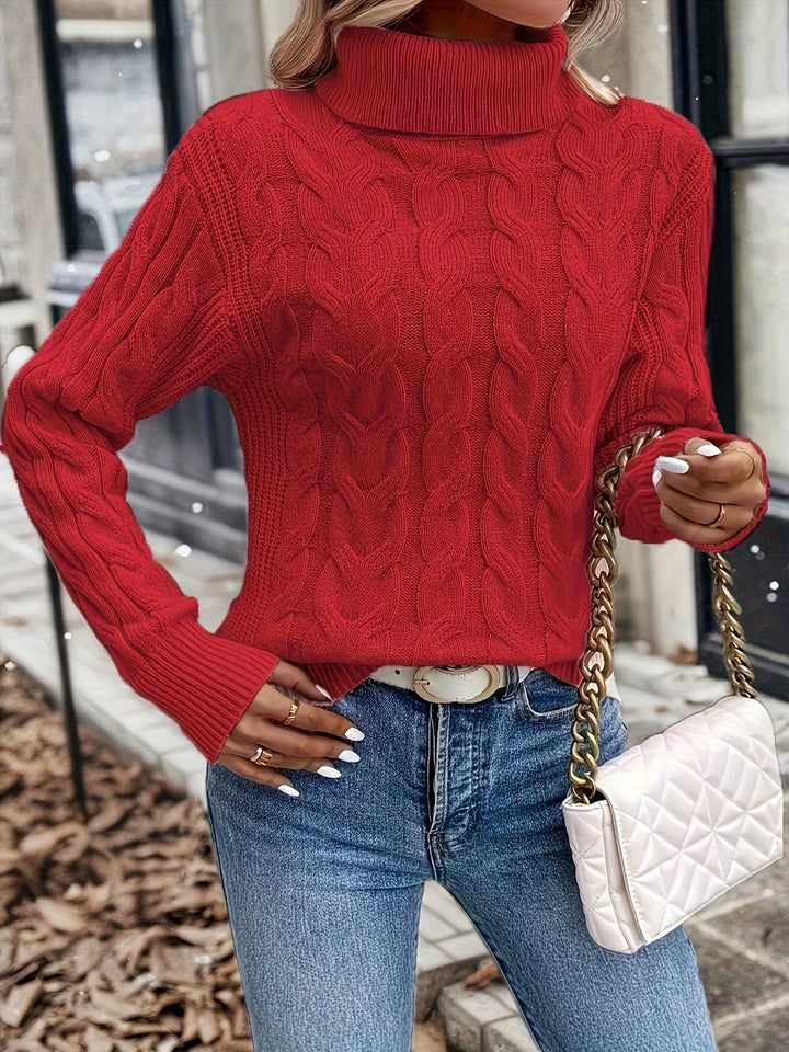 Glenys Chunky Cable Roll Neck Jumper for Women