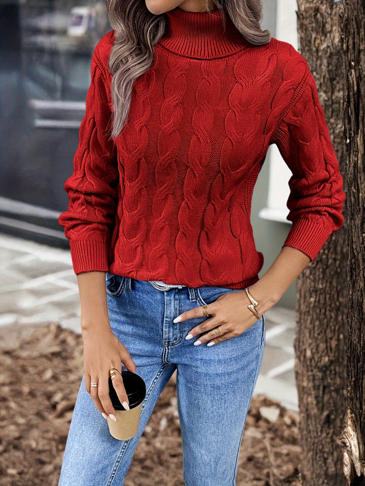 Glenys Chunky Cable Roll Neck Jumper for Women