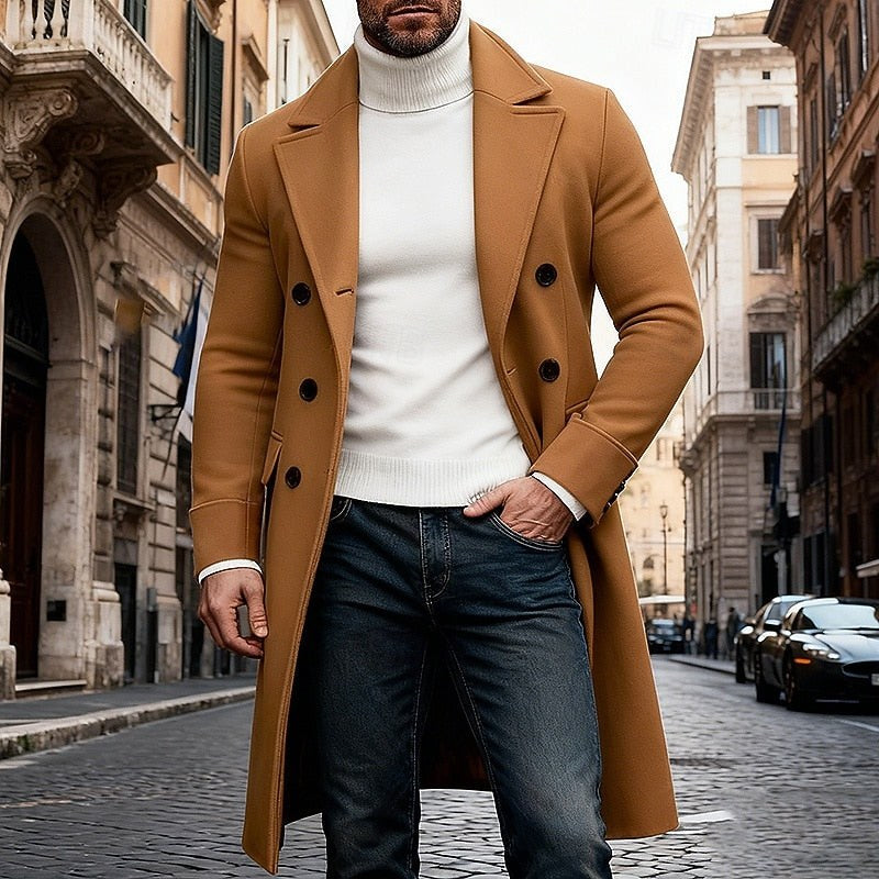 Double Breasted Wool Coat — Gregory, Khaki