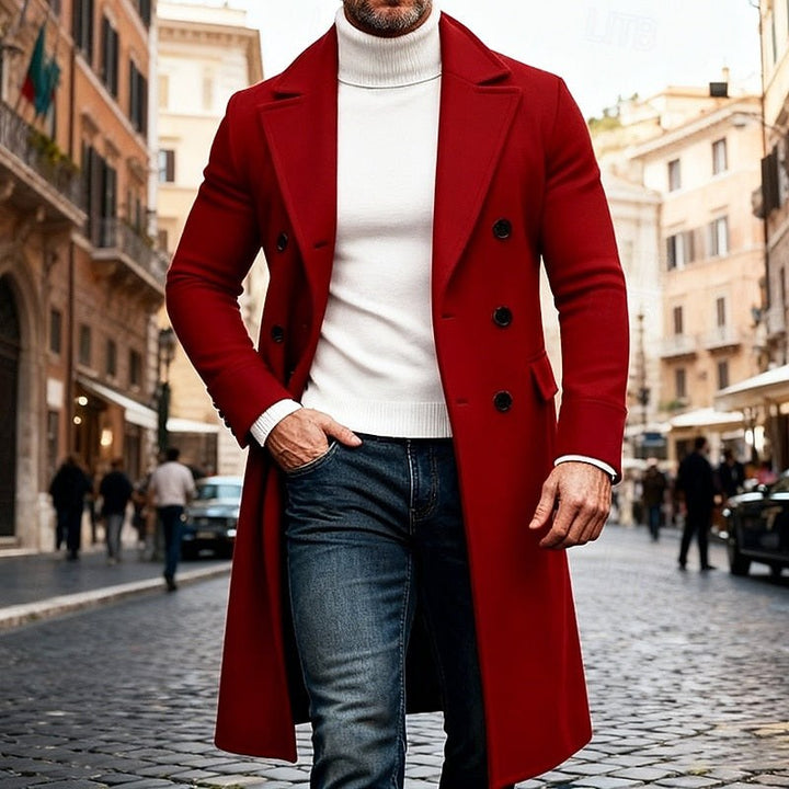 Double Breasted Wool Coat — Gregory, Burgundy
