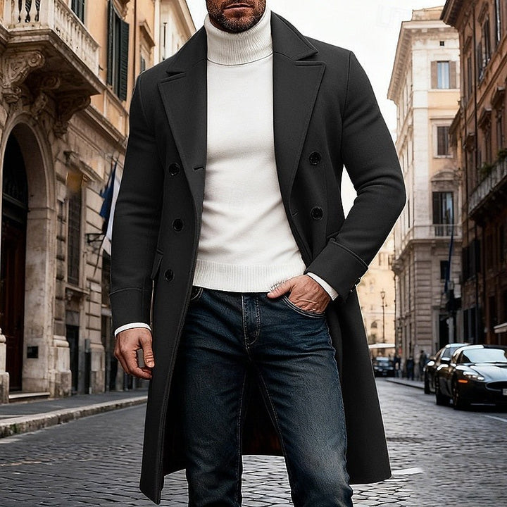 Double Breasted Wool Coat — Gregory, Black