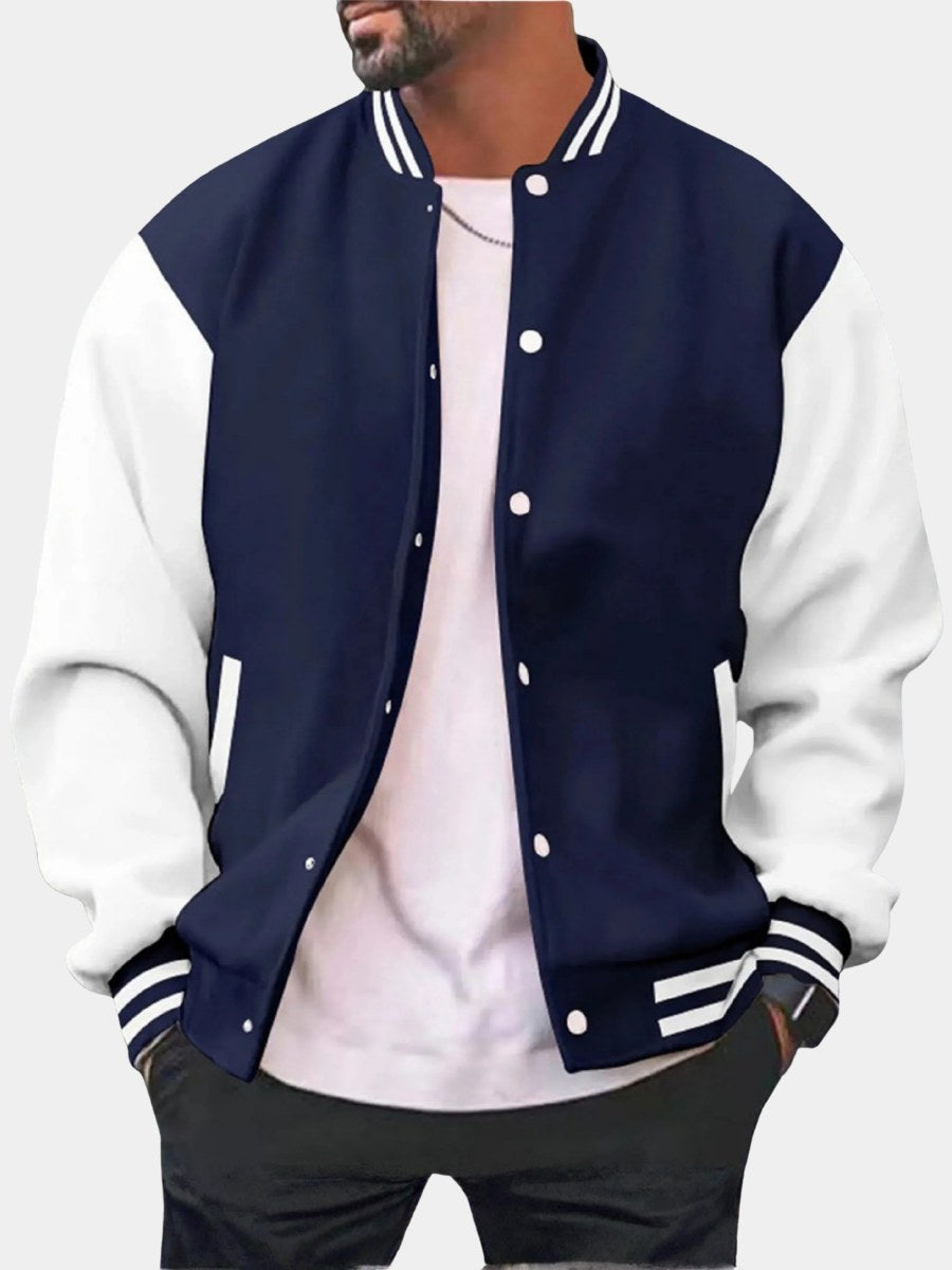Hamish — Contrast Sleeve Varsity Jacket, Moraine Fashion