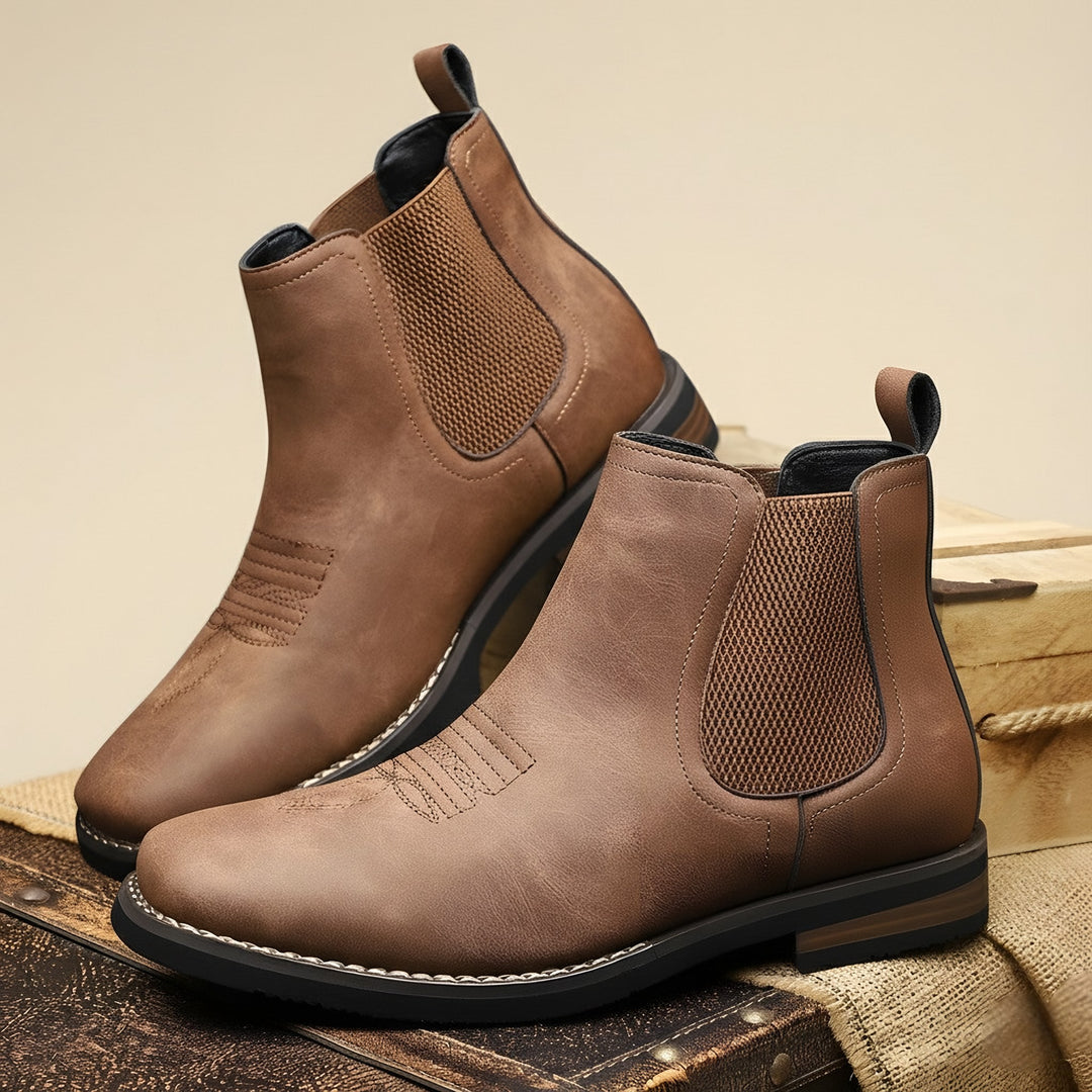 Stitch Detail Chelsea Boots for Men — Harrison, Brown