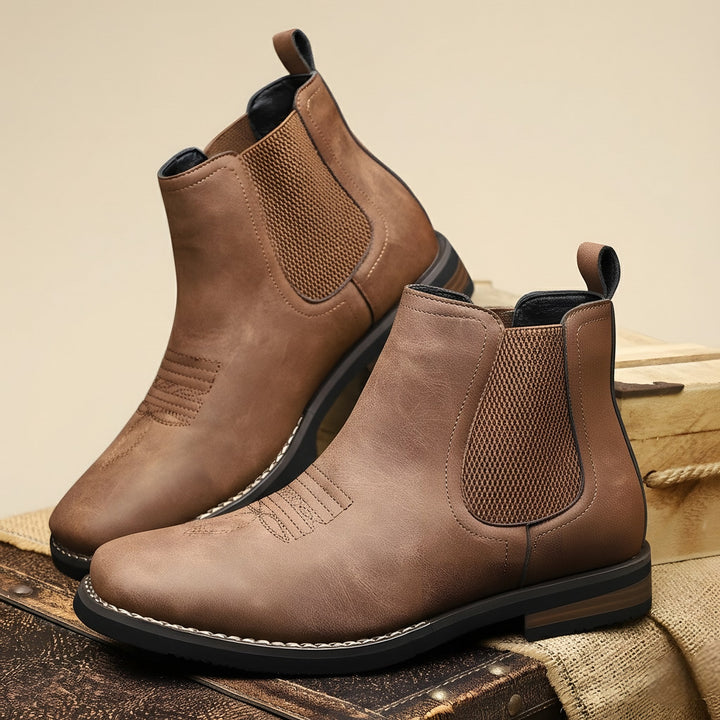 Stitch Detail Chelsea Boots for Men — Harrison, Brown