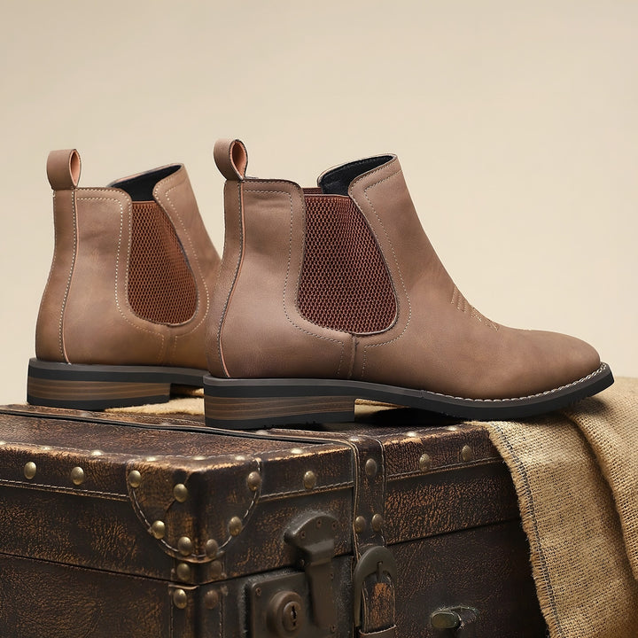 Stitch Detail Chelsea Boots for Men — Harrison, Brown