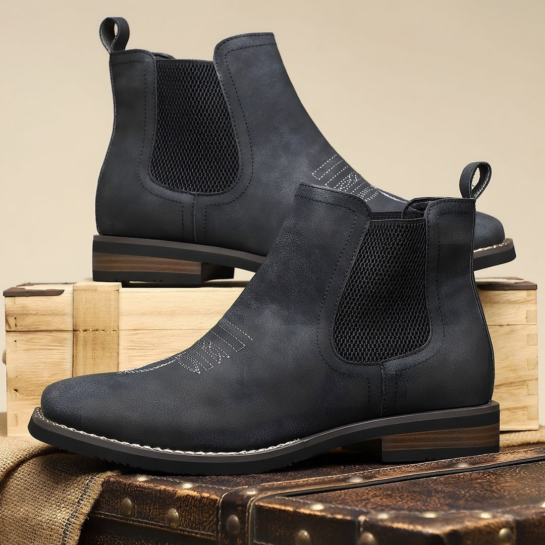 Stitch Detail Chelsea Boots for Men — Harrison, Charcoal