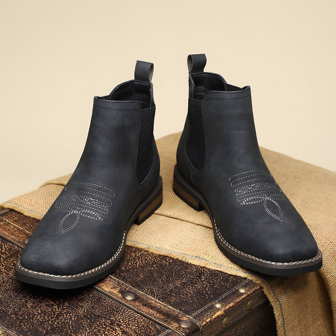 Stitch Detail Chelsea Boots for Men — Harrison, Charcoal