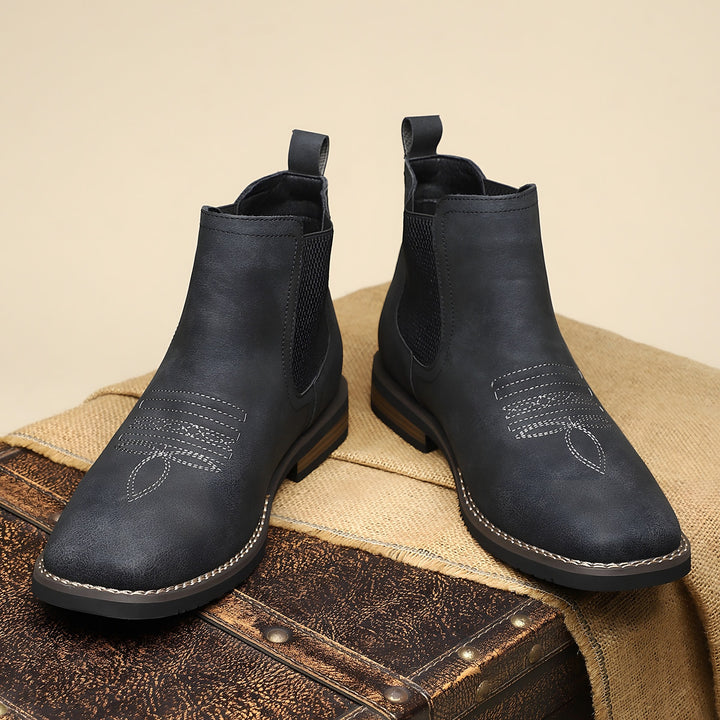 Stitch Detail Chelsea Boots for Men — Harrison, Charcoal