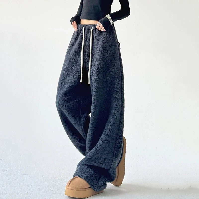 Oversized Wide Leg Fleece Joggers — Hermione, Green