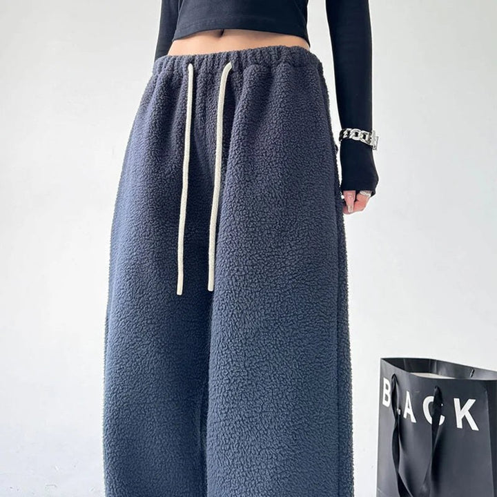 Oversized Wide Leg Fleece Joggers — Hermione, Brown