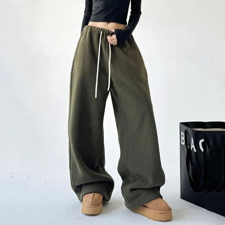 Oversized Wide Leg Fleece Joggers — Hermione, Brown