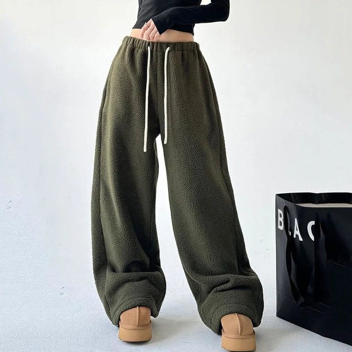 Oversized Wide Leg Fleece Joggers — Hermione, Brown