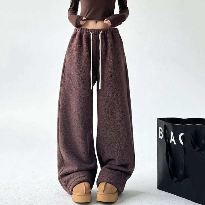 Oversized Wide Leg Fleece Joggers — Hermione, Brown