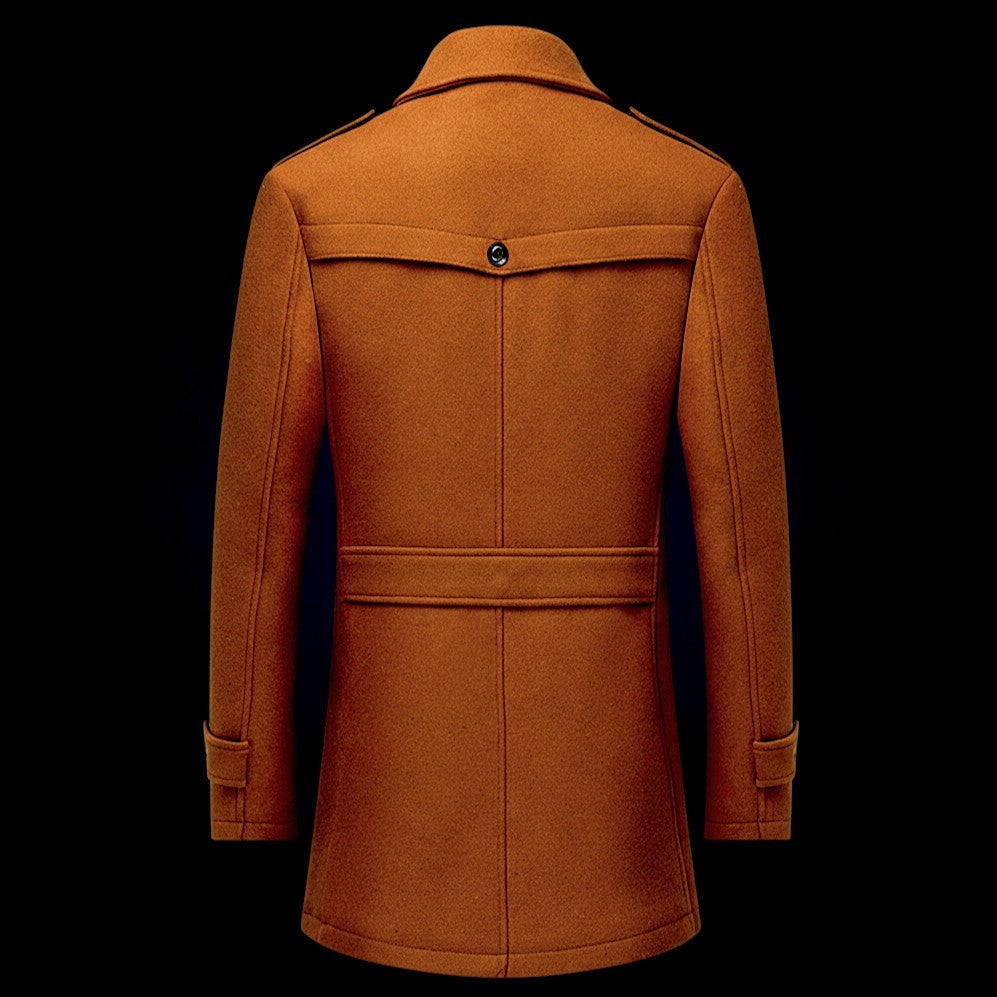 Wool Officer Coat with Stand Collar — Humphrey, Grey