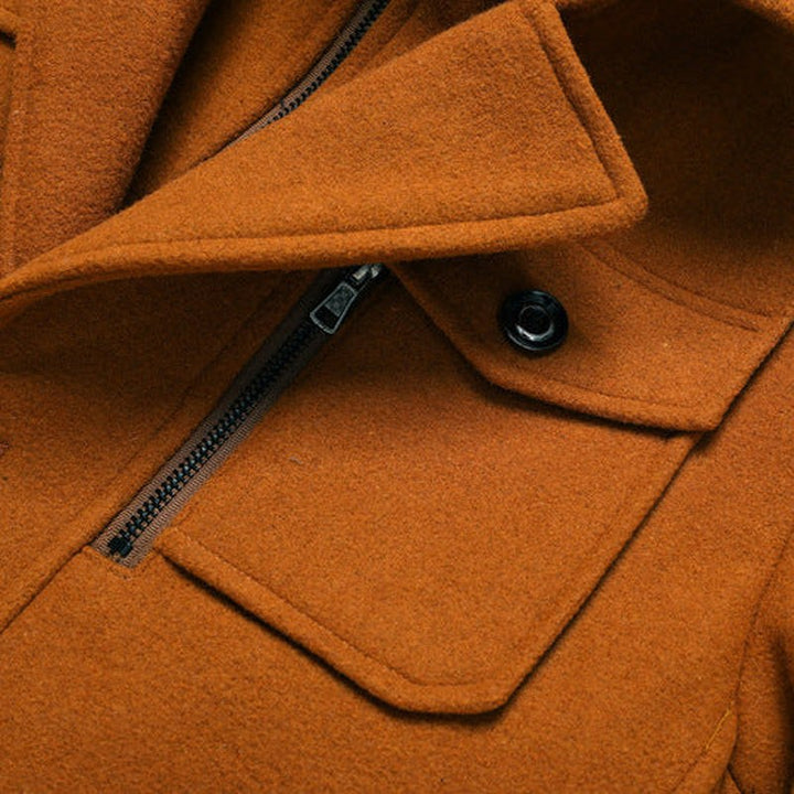 Wool Officer Coat with Stand Collar — Humphrey, Charcoal