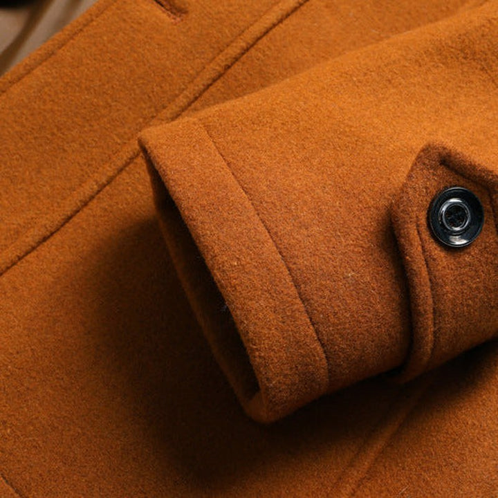 Wool Officer Coat with Stand Collar — Humphrey, Charcoal