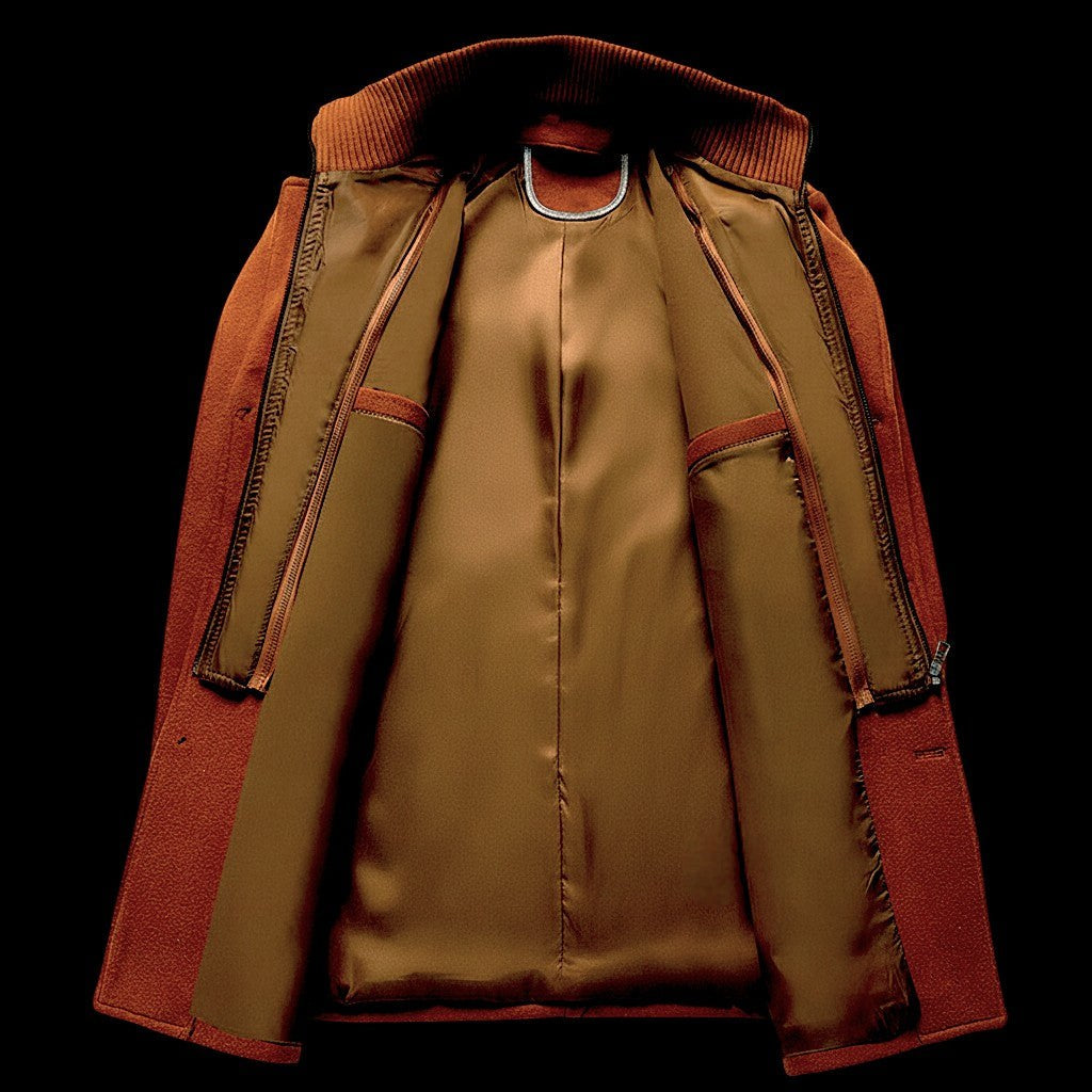 Wool Officer Coat with Stand Collar — Humphrey, Charcoal