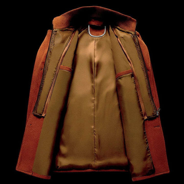 Wool Officer Coat with Stand Collar — Humphrey, Charcoal