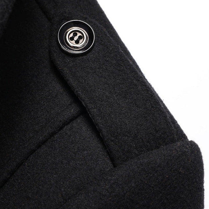 Wool Officer Coat with Stand Collar — Humphrey, Charcoal