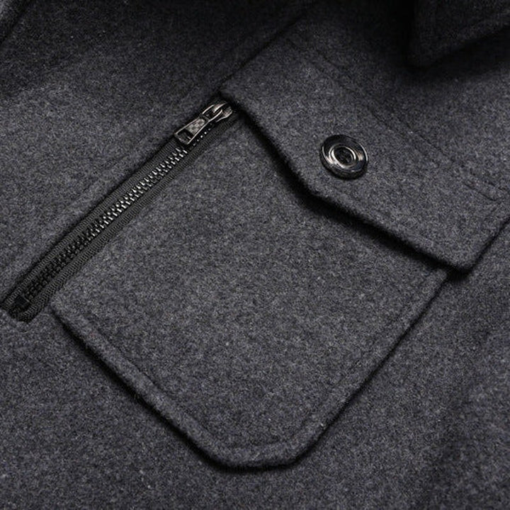 Wool Officer Coat with Stand Collar — Humphrey, Charcoal